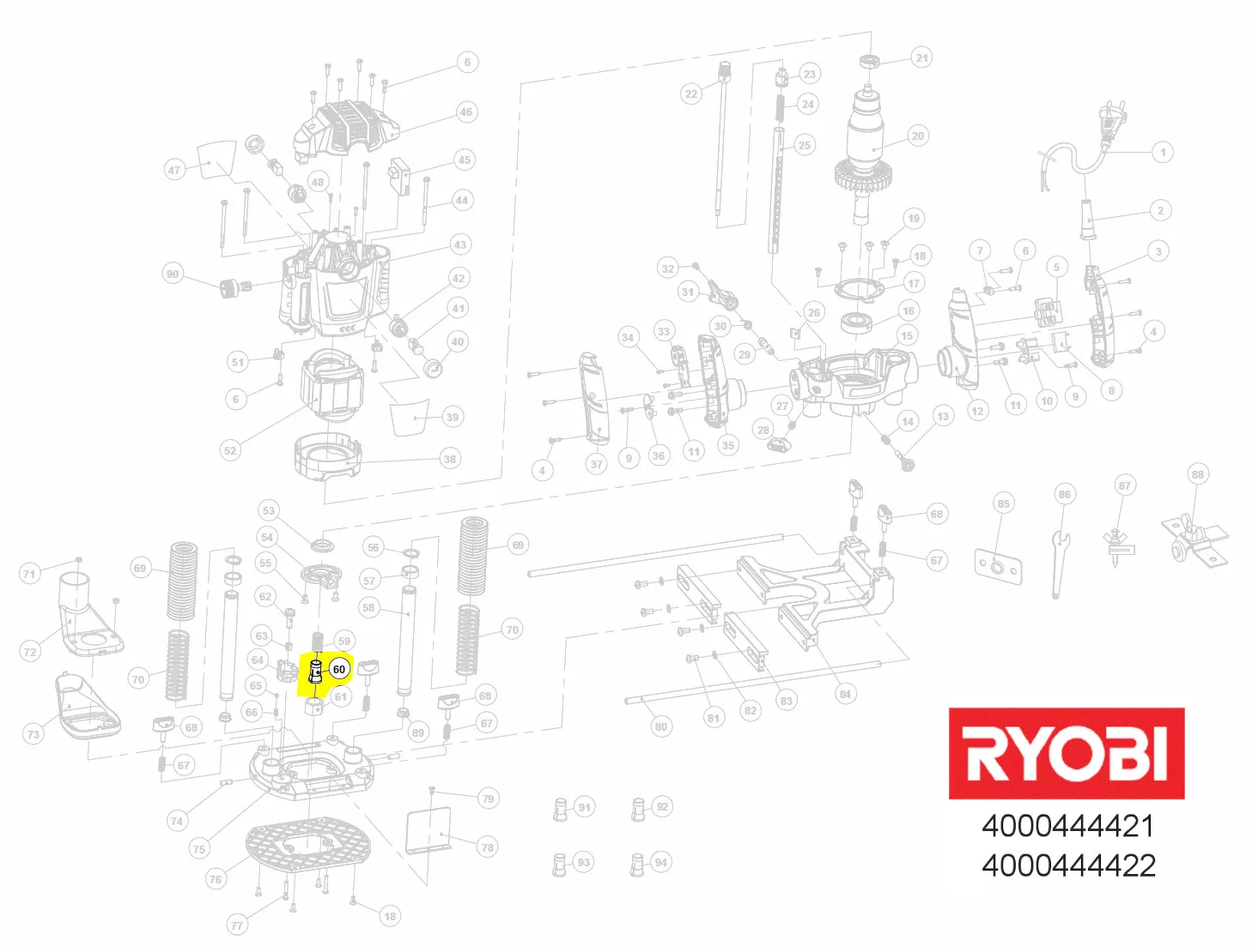 pince de serrage pour défonceuse Ryobi